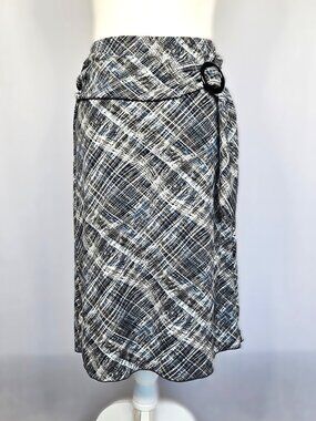 Luna Chix Midi Skirt | Career Casual Abstract Print | Black Blue | Size S